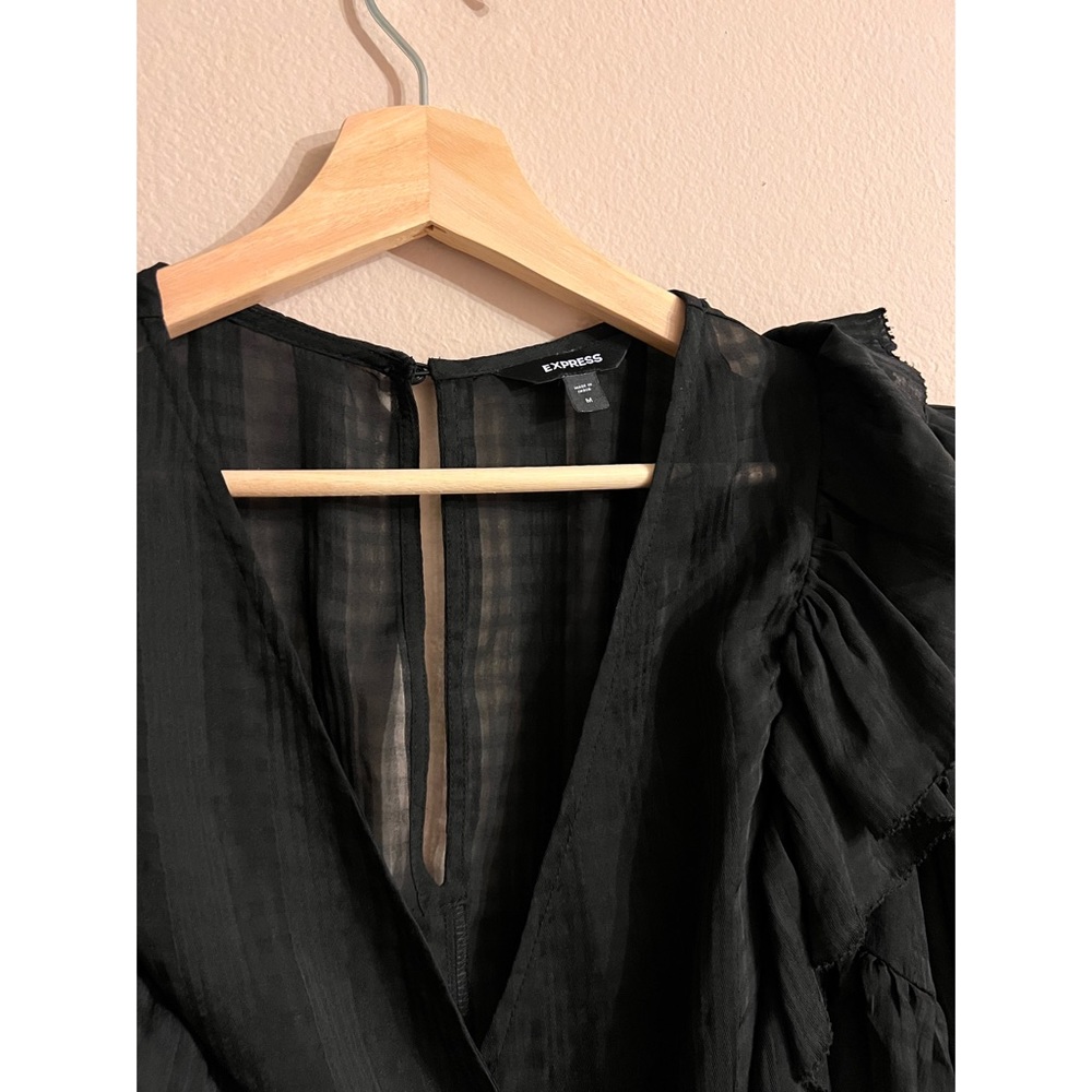 Express Long Sleeve Ruffle Blouse - Picture 2 of 3